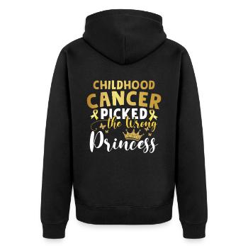 Childhood Cancer Picked The Wrong Princess - Unisex Premium Organic Zip Hoodie - black - Back - Nico (187cm)