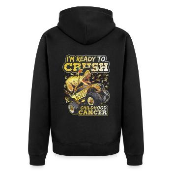 Kindheit Krebs Bewusstsein Dinosaurier Kinder Jungen - Unisex Premium Bio Zip Hoodie - Schwarz - Hinten - Nico (187cm)