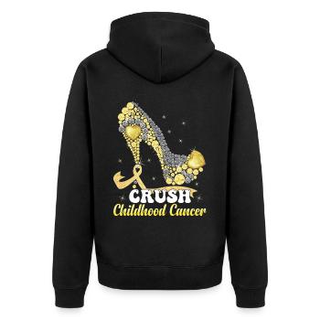 En septembre, nous portons Gold Childhood Cancer - Veste à capuche bio Premium Unisexe - noir - Dos - Nico (187cm)