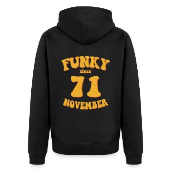Funky Birthday: November 1971 - Flower Power - Unisex Premium Organic Zip Hoodie - black - Back - Nico (187cm)