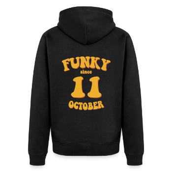 Funky Anniversaire: Octobre 2011 - Flower Power - Veste à capuche bio Premium Unisexe - noir - Dos - Nico (187cm)