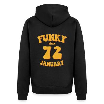 Funk, Funky, Groove, Groovy, Fleur, Puissance, Fleur - Veste à capuche bio Premium Unisexe - noir - Dos - Nico (187cm)