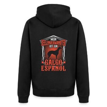 Galgo Espanol ist Seelenverwandter Windhund - Unisex Premium Bio Zip Hoodie - Schwarz - Hinten - Nico (187cm)
