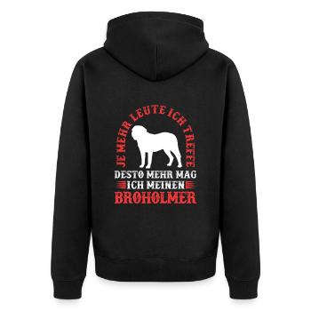 Broholmer mehr mögen Dänische Dogge - Unisex Premium Bio Zip Hoodie - Schwarz - Hinten - Nico (187cm)