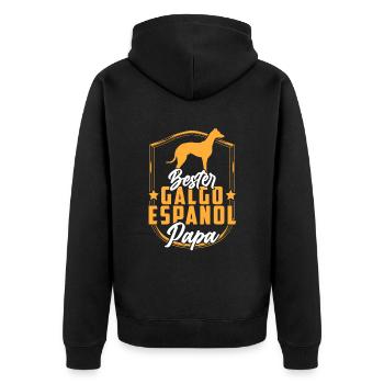 Bester Galgo Espanol Papa Spanischer Windhund - Unisex Premium Bio Zip Hoodie - Schwarz - Hinten - Nico (187cm)