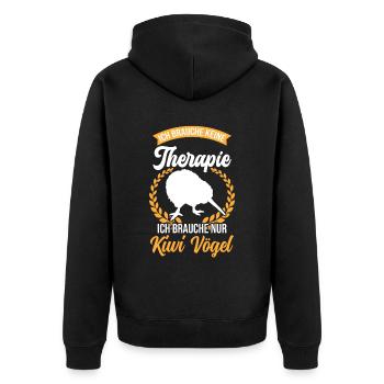 Brauche nur Kiwi Vogel Neuseeland - Unisex Premium Bio Zip Hoodie - Schwarz - Hinten - Nico (187cm)