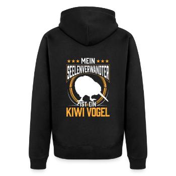 Kiwi Vogel mein Seelenverwandter Neuseeland - Unisex Premium Bio Zip Hoodie - Schwarz - Hinten - Nico (187cm)