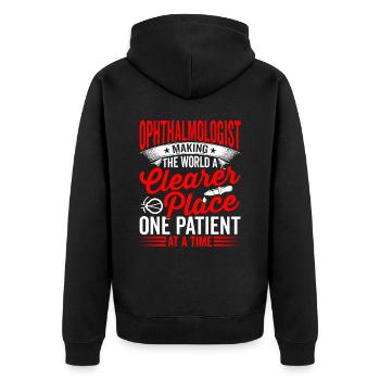 L’ophtalmologiste rend le monde plus clair opticiens - Veste à capuche bio Premium Unisexe - noir - Dos - Nico (187cm)