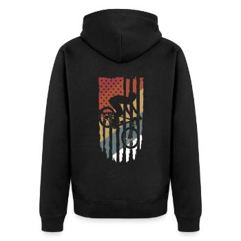 MTB Retro Vintage American Mountain Bike - Unisex Premium Organic Zip Hoodie - black - Back - Nico (187cm)