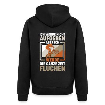 Ich Werde Nicht Aufgeben Aber Ich - Unisex Premium Bio Zip Hoodie - Schwarz - Hinten - Nico (187cm)