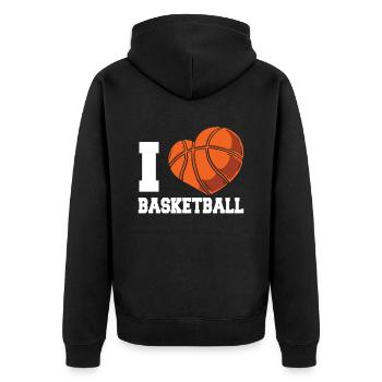 Ich Liebe Basketball Team Basketballspieler - Unisex Premium Bio Zip Hoodie - Schwarz - Hinten - Nico (187cm)