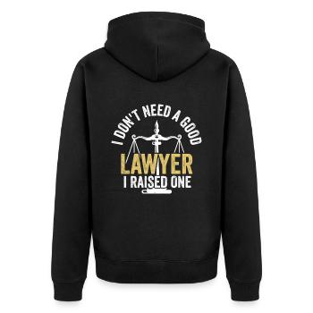 Don't need a good lawyer, raised one - Unisex Premium Organic Zip Hoodie - black - Back - Nico (187cm)