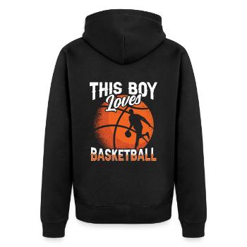 Ce garçon aime le basketteur - Veste à capuche bio Premium Unisexe - noir - Dos - Nico (187cm)