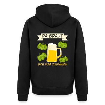 Bierbrauer Hopfen Malz Bier Brauerei - Unisex Premium Bio Zip Hoodie - Schwarz - Hinten - Nico (187cm)