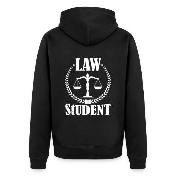 Jurastudent Rechtsanwalt Jurist Anwalt Jura - Unisex Premium Bio Zip Hoodie - Schwarz - Hinten - Nico (187cm)