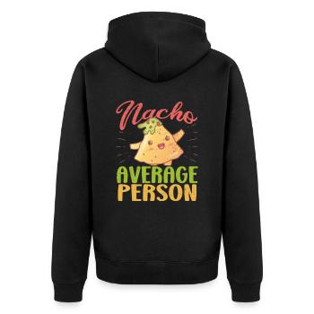 Nacho Salsa Dip Mexikanisch Mexiko Latino - Unisex Premium Bio Zip Hoodie - Schwarz - Hinten - Nico (187cm)