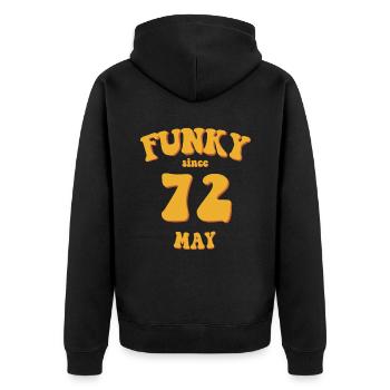 Funky Birthday: Mai 1972 - Flower Power - Veste à capuche bio Premium Unisexe - noir - Dos - Nico (187cm)