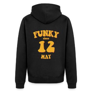 Funky Birthday: May 2012 - Flower Power - Unisex Premium Organic Zip Hoodie - black - Back - Nico (187cm)