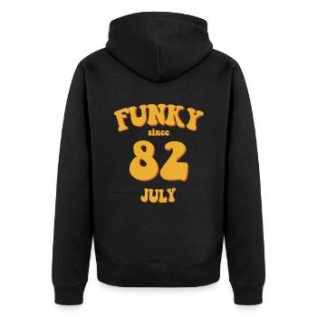 Funky Birthday: July 1982 - Flower Power - Unisex Premium Organic Zip Hoodie - black - Back - Nico (187cm)