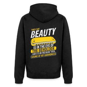 Französische Harfinisten und Harmonikaspieler - Unisex Premium Bio Zip Hoodie - Schwarz - Hinten - Nico (187cm)
