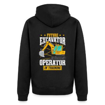 Excavator Operator In Training - Unisex Premium Organic Zip Hoodie - black - Back - Nico (187cm)