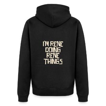 I'm Rene doing Rene things - Unisex Premium Bio Zip Hoodie - Schwarz - Hinten - Nico (187cm)