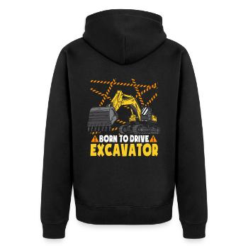 Kleinkind Bagger Baufahrzeug - Unisex Premium Bio Zip Hoodie - Schwarz - Hinten - Nico (187cm)