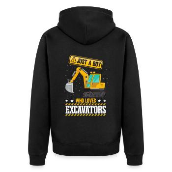 Just A Boy Who Loves Excavators - Unisex Premium Organic Zip Hoodie - black - Back - Nico (187cm)