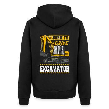 Bagger für Baufahrzeuge - Unisex Premium Bio Zip Hoodie - Schwarz - Hinten - Nico (187cm)