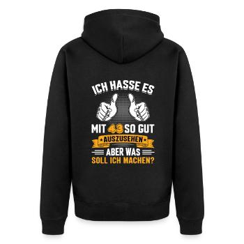43 Geburtstag 43 Jahre 43 Lebensjahr 43 Lebenalter - Unisex Premium Bio Zip Hoodie - Schwarz - Hinten - Nico (187cm)
