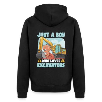 Baufahrzeug Kleinkind Bagger - Unisex Premium Bio Zip Hoodie - Schwarz - Hinten - Nico (187cm)