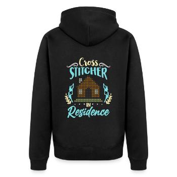 Cross Stitch Cross Stitcher In Residence Quilting - Unisex Premium Bio Zip Hoodie - Schwarz - Hinten - Nico (187cm)