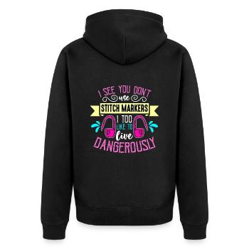 Cross Stitching I See You Don't Use Stitch Sewing - Unisex Premium Organic Zip Hoodie - black - Back - Nico (187cm)