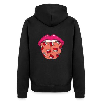 Schlagzeug Drummer Schlagzeuger Cool - Unisex Premium Bio Zip Hoodie - Schwarz - Hinten - Nico (187cm)