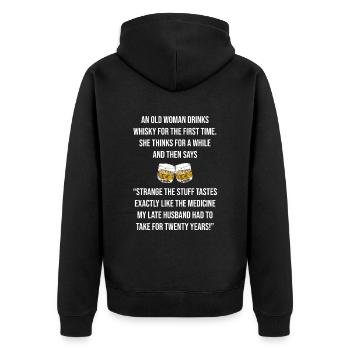 Whisky Whiskey Witzig - Unisex Premium Bio Zip Hoodie - Schwarz - Hinten - Nico (187cm)