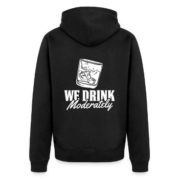 Whisky Whiskey - Unisex Premium Bio Zip Hoodie - Schwarz - Hinten - Nico (187cm)