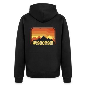 Wisconsin - Unisex Premium Organic Zip Hoodie - black - Back - Nico (187cm)