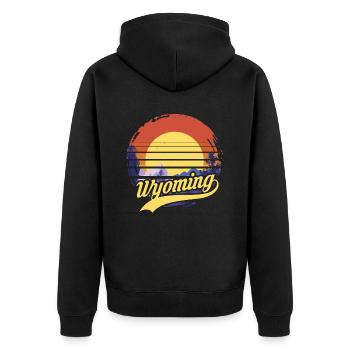 Wyoming - Unisex Premium Bio Zip Hoodie - Schwarz - Hinten - Nico (187cm)