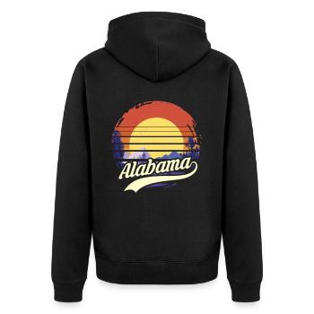 alabama - Unisex Premium Bio Zip Hoodie - Schwarz - Hinten - Nico (187cm)