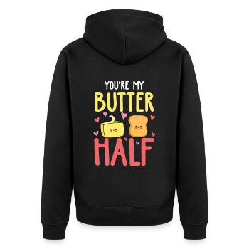 You're My Butter Half - Unisex Premium Bio Zip Hoodie - Schwarz - Hinten - Nico (187cm)