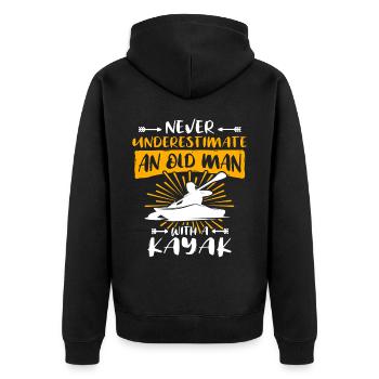 Unterschätze Kayakfahrer Mann - Unisex Premium Bio Zip Hoodie - Schwarz - Hinten - Nico (187cm)