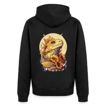 Cute Bearded Dragon Sunflower Reptile Lizard - Unisex Premium Bio Zip Hoodie - Schwarz - Hinten - Nico (187cm)