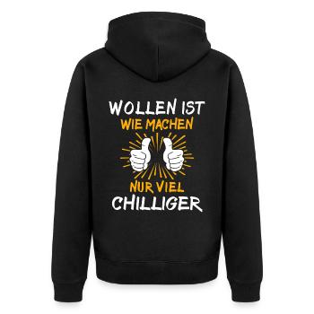 Machen Wollen - Unisex Premium Bio Zip Hoodie - Schwarz - Hinten - Nico (187cm)