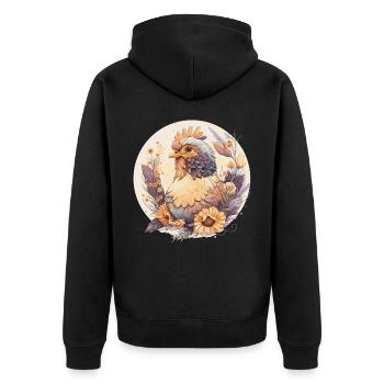 Cute Chicken Sunflower Farmer Farm Animal - Unisex Premium Bio Zip Hoodie - Schwarz - Hinten - Nico (187cm)