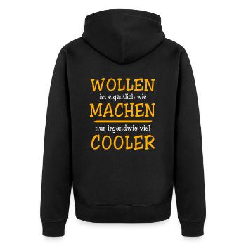 Machen Wollen - Unisex Premium Bio Zip Hoodie - Schwarz - Hinten - Nico (187cm)