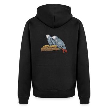 Motif de perroquet gris I pour porte-oiseau - Veste à capuche bio Premium Unisexe - noir - Dos - Nico (187cm)