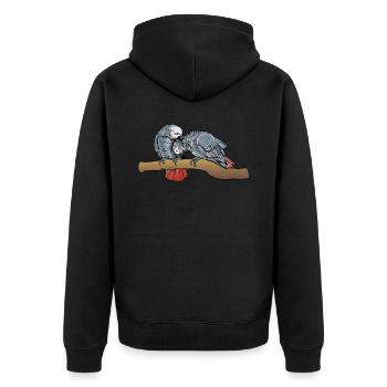 Motif de perroquet gris I pour porte-oiseau - Veste à capuche bio Premium Unisexe - noir - Dos - Nico (187cm)