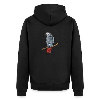 Motif de perroquet gris I pour porte-oiseau - Veste à capuche bio Premium Unisexe - noir - Dos - Nico (187cm)