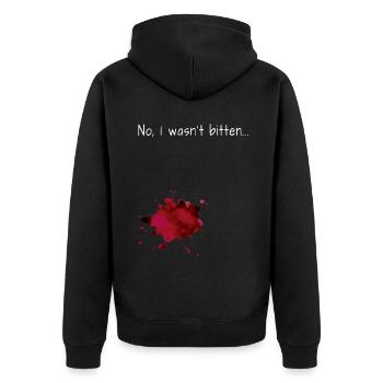 No, I Wasn ́t bitten... Zombie Halloween - Unisex Premium Organic Zip Hoodie - black - Back - Nico (187cm)