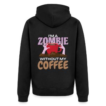 Zombie without Coffee Halloween Monster - Unisex Premium Organic Zip Hoodie - black - Back - Nico (187cm)